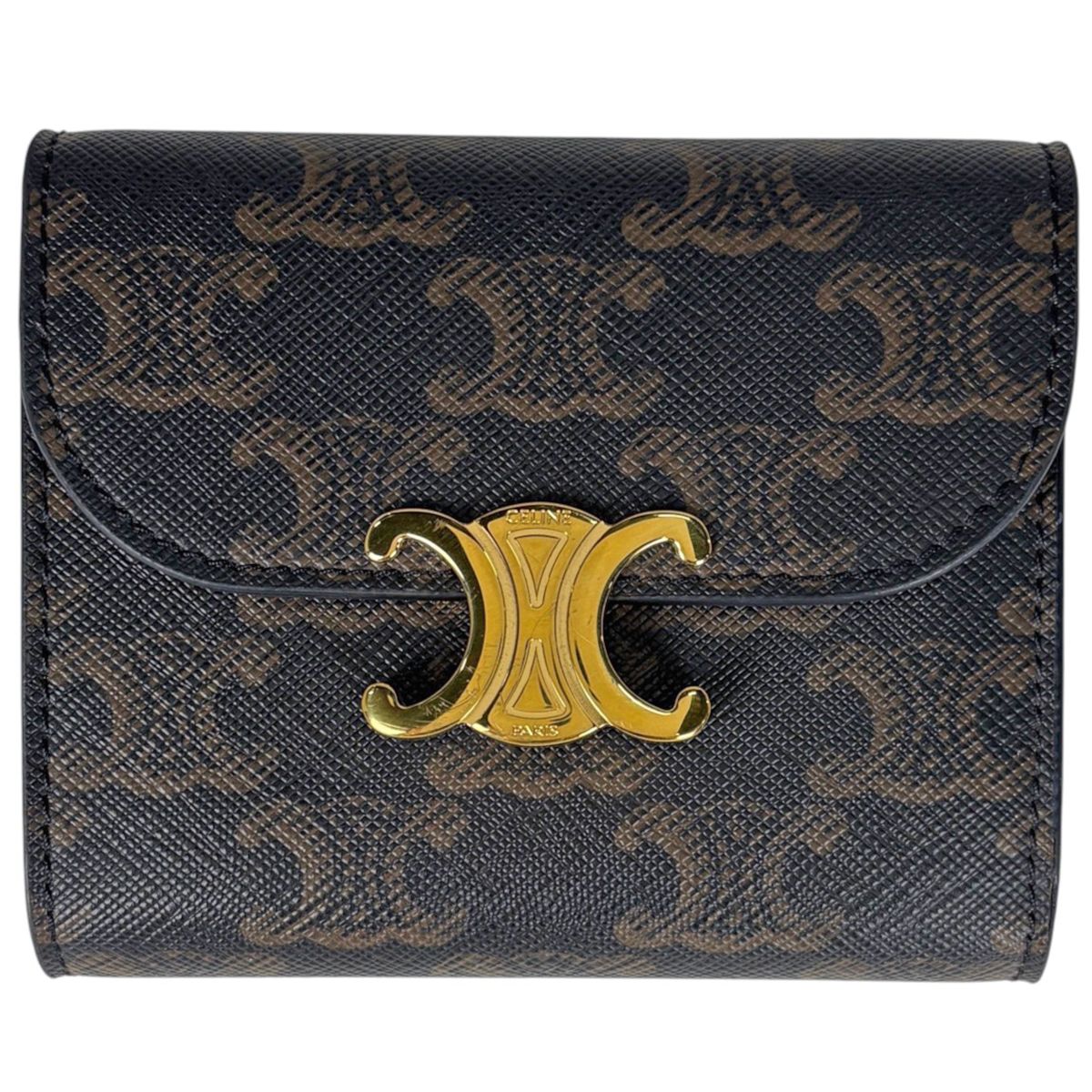 Celine Trifold Wallet Triomphe Mini Black Brown