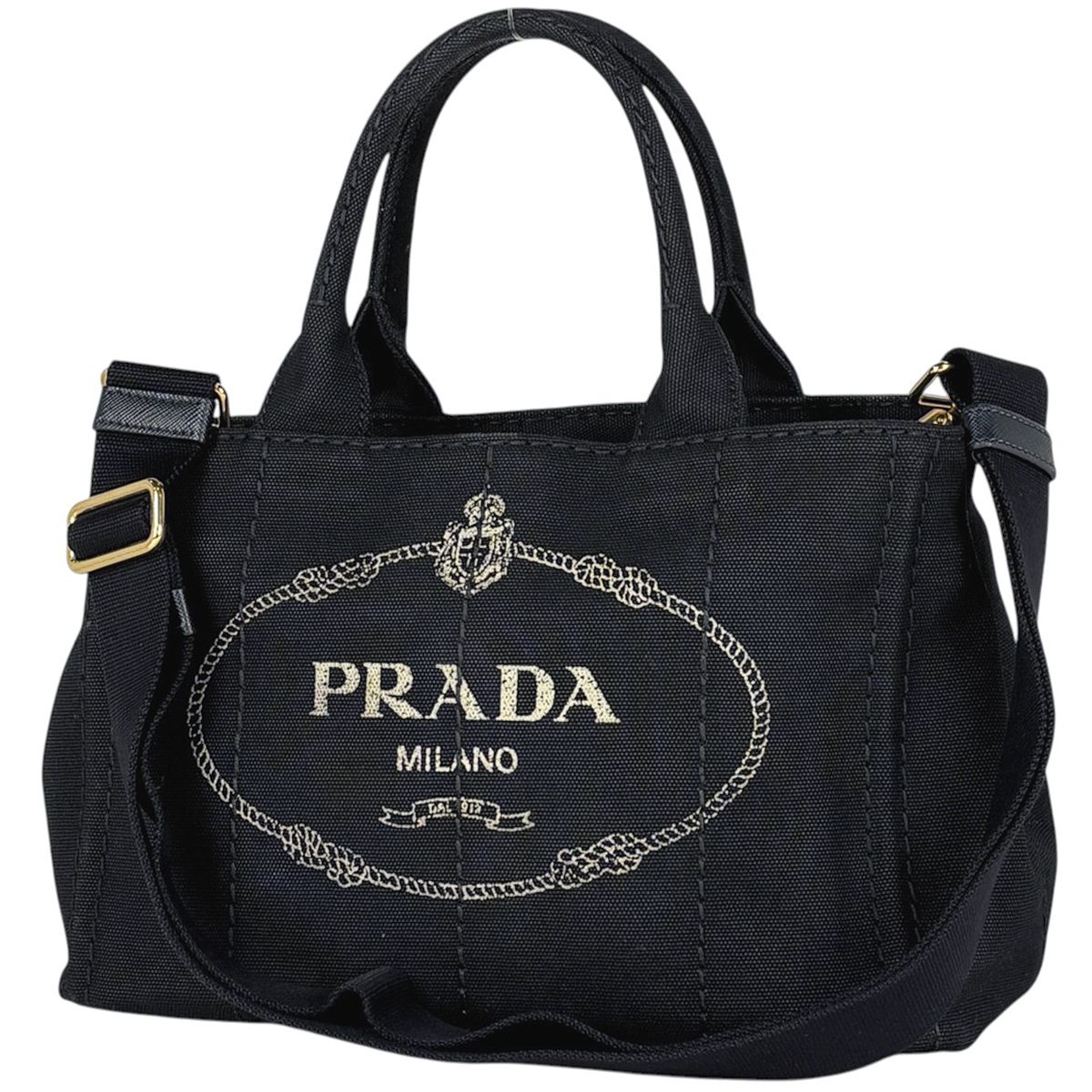 Prada Tote Canapa 2-Way Canvas Black