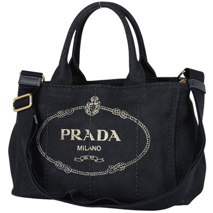 Prada Tote Canapa 2-Way Canvas Black