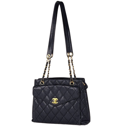 Chanel Tote CC Logo Caviar Leather Black