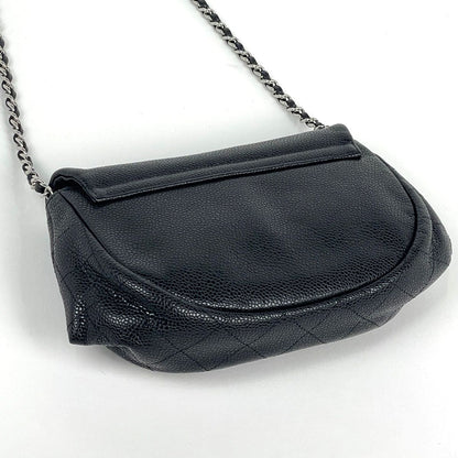Chanel Chain Wallet CC Logo Half Moon Caviar Leather Black Shoulder — view 2