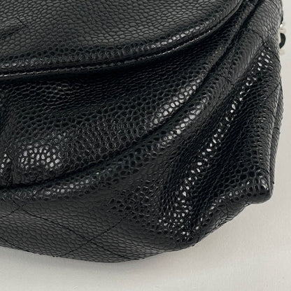 Chanel Chain Wallet CC Logo Half Moon Caviar Leather Black Shoulder — view 3