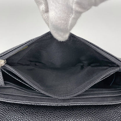 Chanel Chain Wallet CC Logo Half Moon Caviar Leather Black Shoulder — view 6
