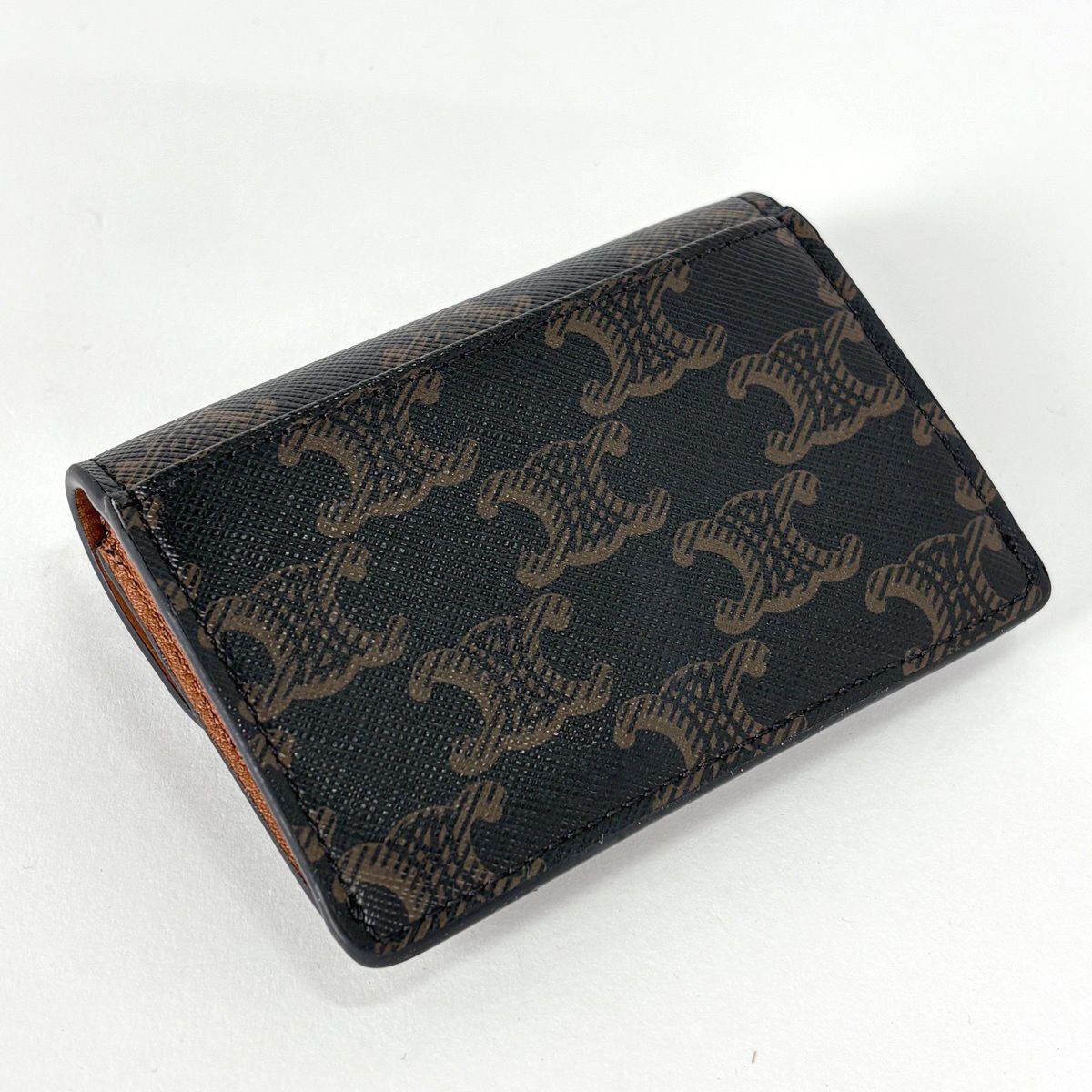 Celine Card Case Triomphe Leather Black Brown — view 2