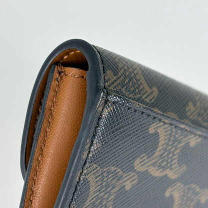Celine Card Case Triomphe Leather Black Brown — view 4