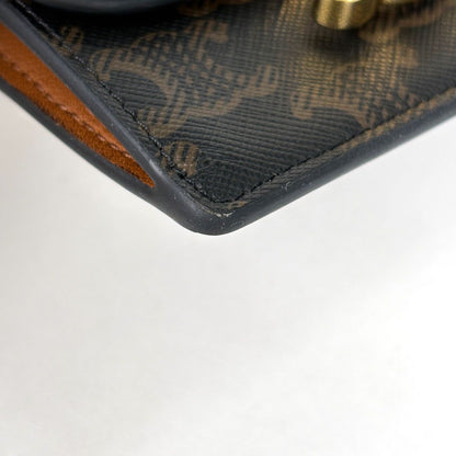 Celine Card Case Triomphe Leather Black Brown — view 3