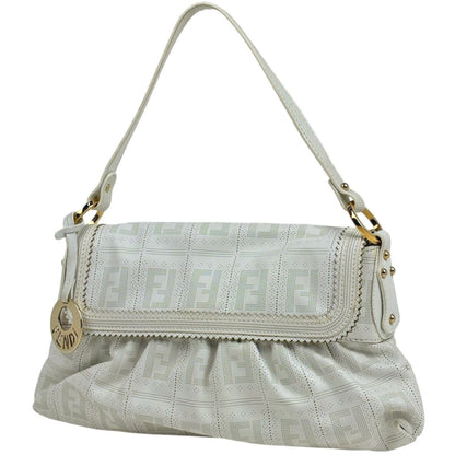 Fendi Shoulder Bag Zucchini Leather White
