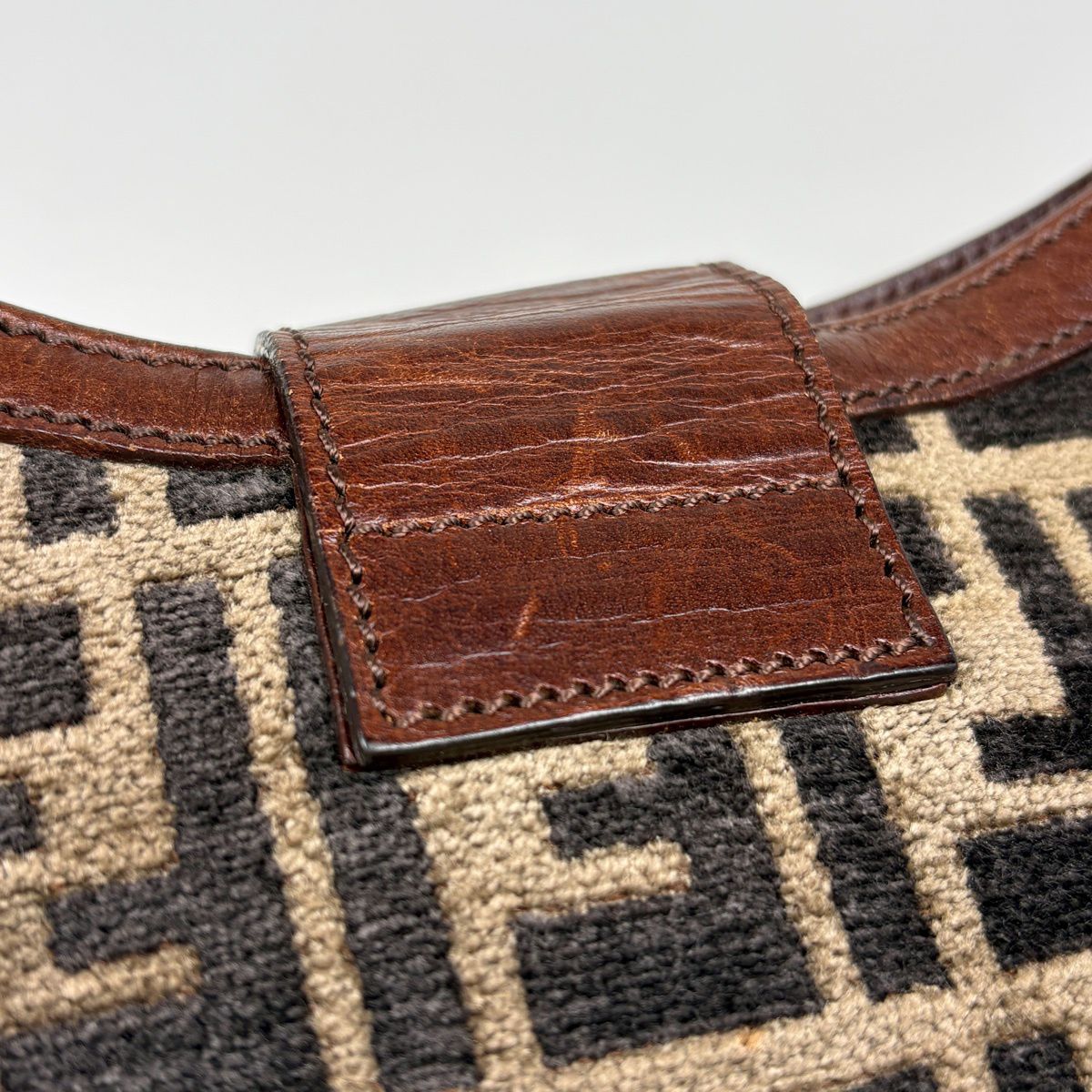 Fendi Shoulder Bag Zucchini Fabric Brown — view 4