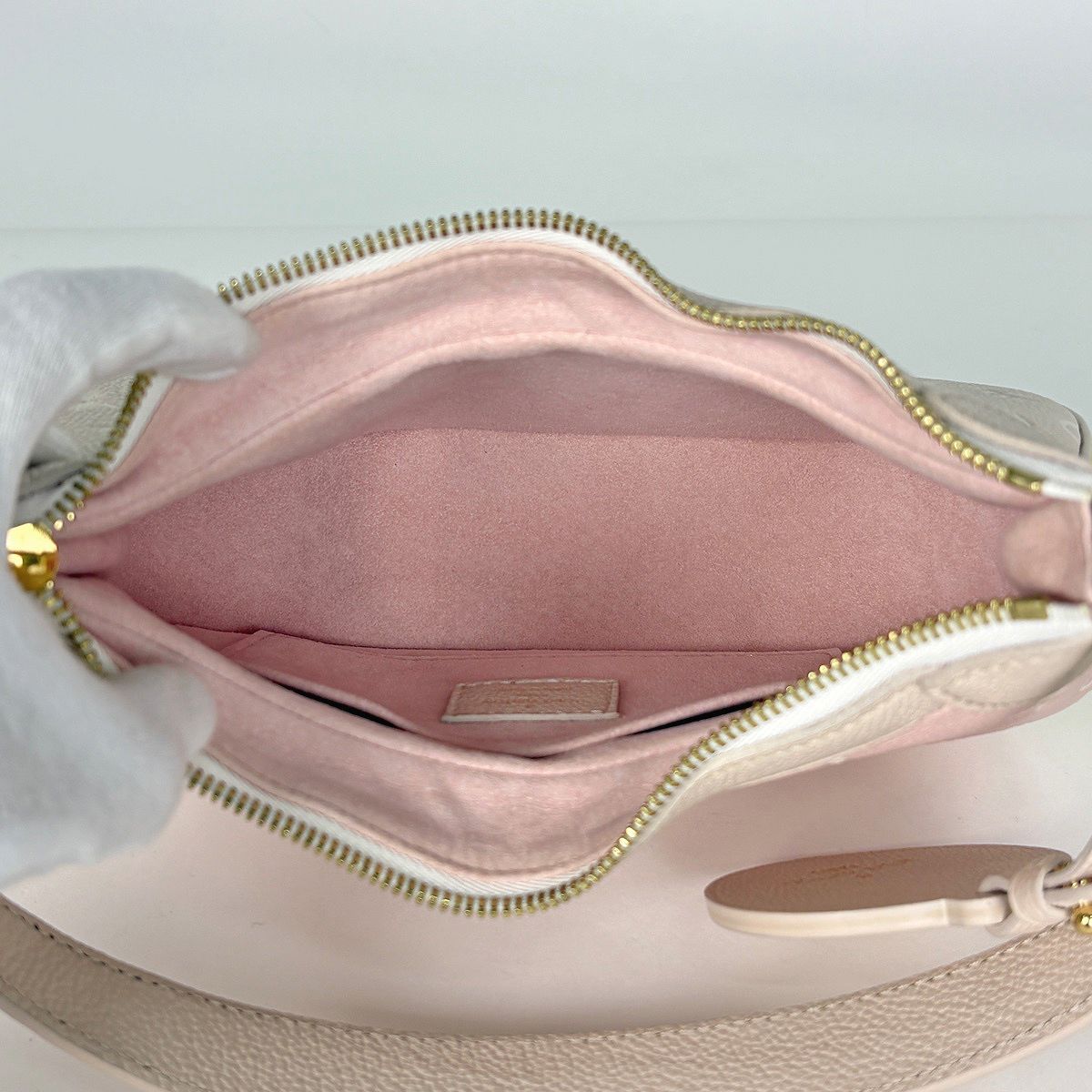 Louis Vuitton Bagatelle NM Handbag Monogram Empreinte Pink Beige Yellow — view 8