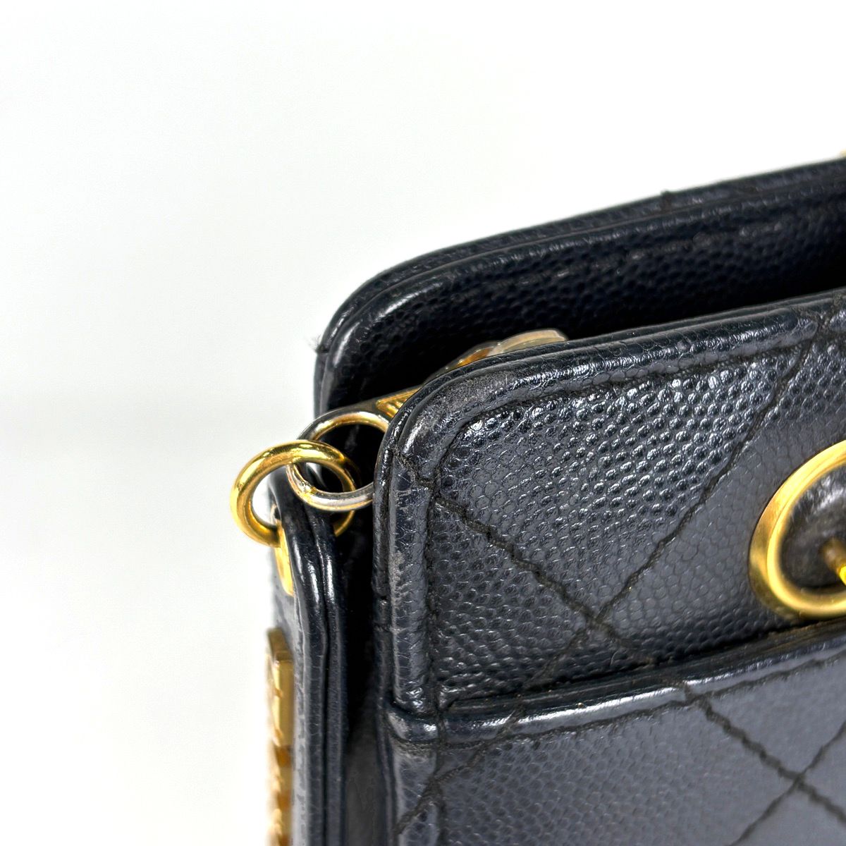 Chanel Shoulder Bag Quilted CC Logo Leather Black — view 6