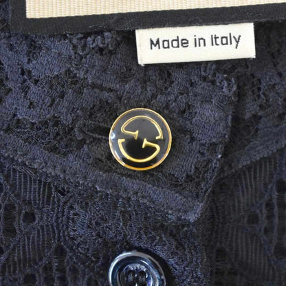 Gucci Geometric Lace Shirt Blouse Long Sleeve Sheer See Through 36 Black Zakbx — view 6