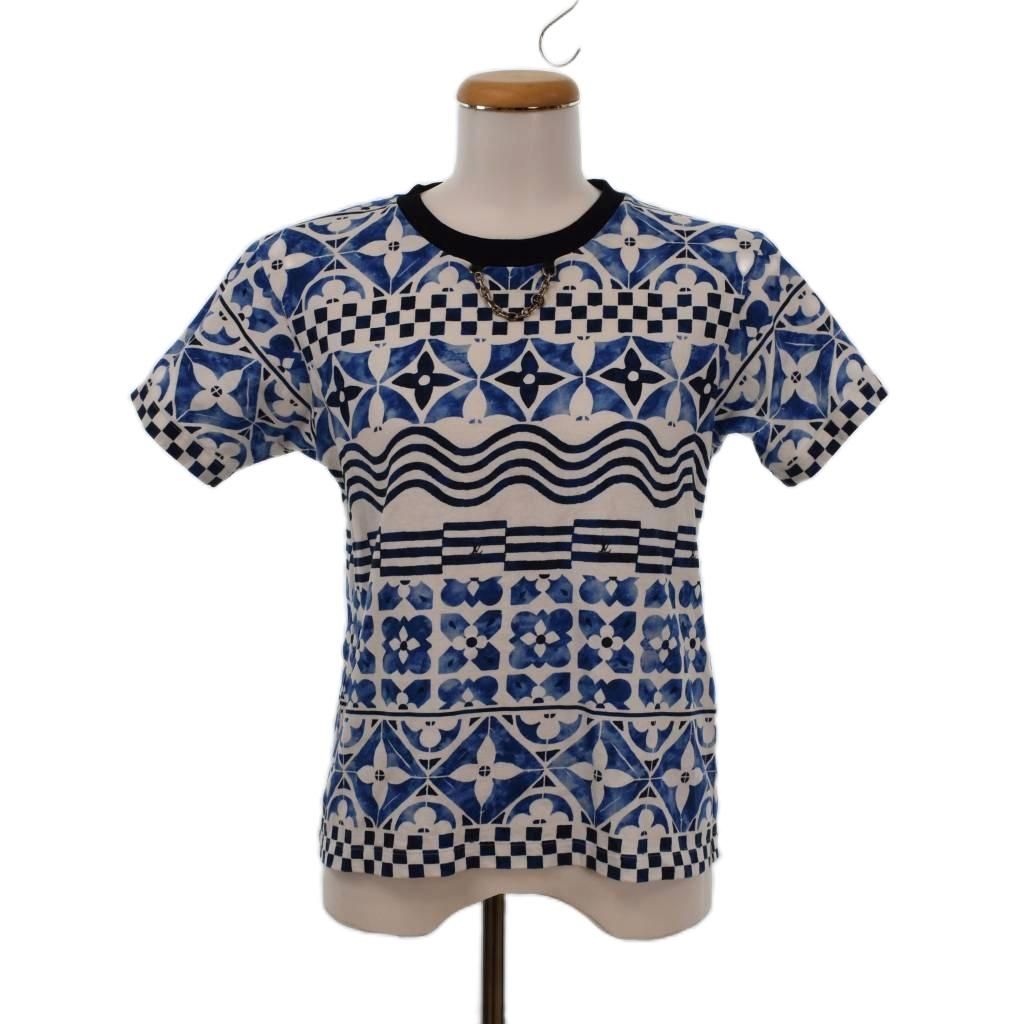 Louis Vuitton T-Shirt Short Sleeve Logo Print Monogram All Over Crew Neck S