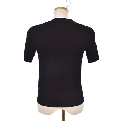 Fendi T-Shirt Knit Sweater Short Sleeve Crew Neck FF Logo Zucca Pattern — view 3
