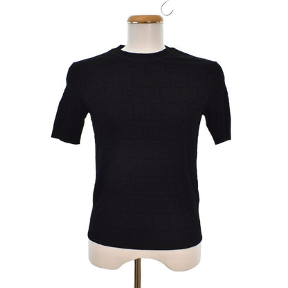 Fendi T-Shirt Knit Sweater Short Sleeve Crew Neck FF Logo Zucca Pattern