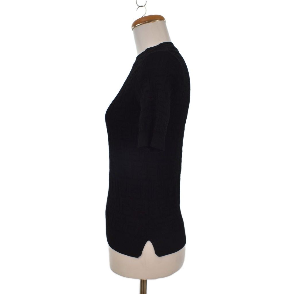 Fendi T-Shirt Knit Sweater Short Sleeve Crew Neck FF Logo Zucca Pattern — view 2