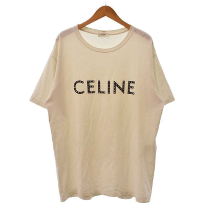 Celine Rhinestone Logo Star Print Loose T-Shirt Short Sleeve Crew Neck M White
