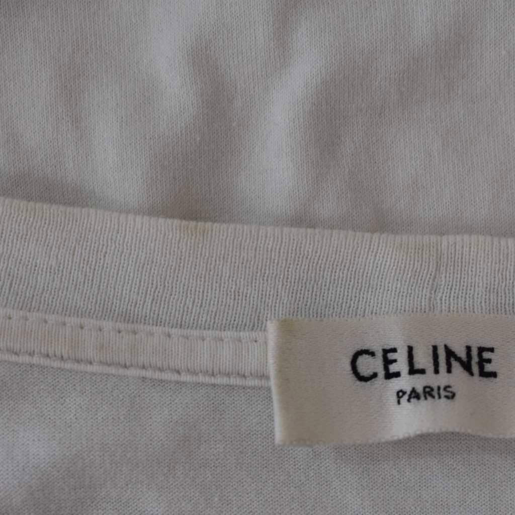 Celine Rhinestone Logo Star Print Loose T-Shirt Short Sleeve Crew Neck M White — view 5
