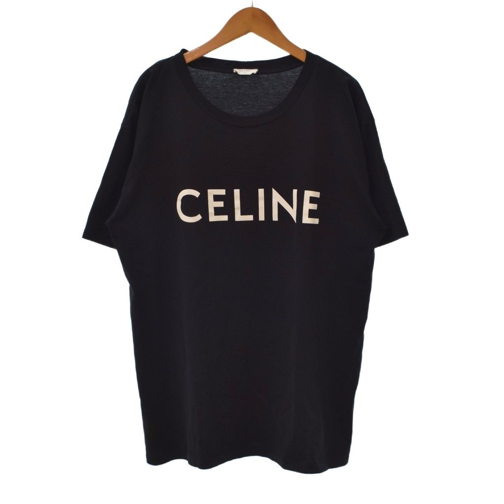 Celine Loose T-Shirt Screen Print Cotton Jersey Short Sleeve Crew Neck Logo S