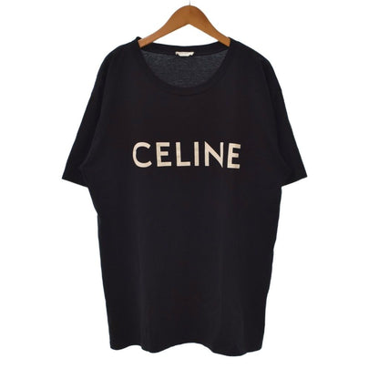 Celine Loose T-Shirt Screen Print Cotton Jersey Short Sleeve Crew Neck Logo S