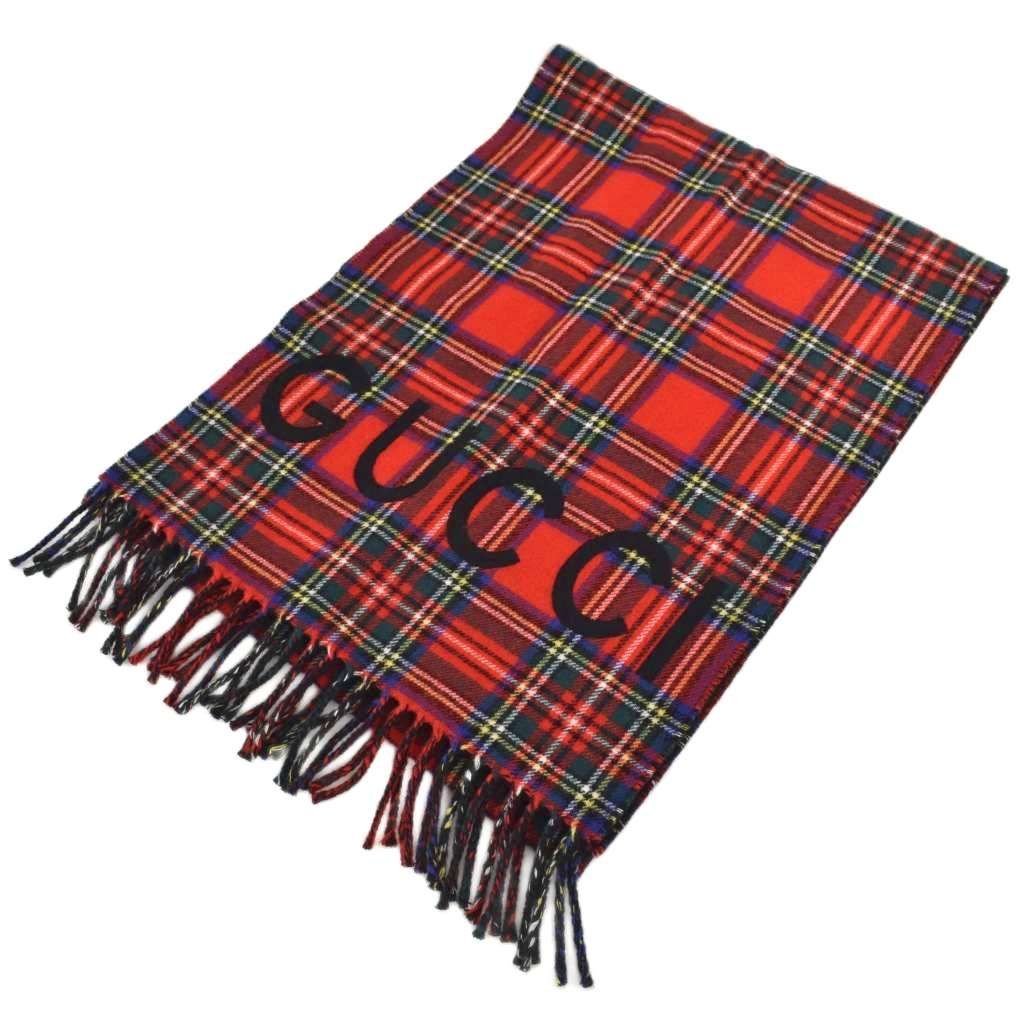 Gucci Scarf Shawl Check Wool Cashmere Blend 35 20 — view 3