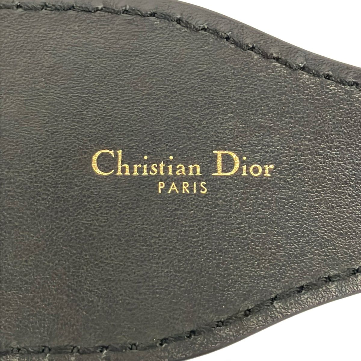 Dior Belt 70 Dark Navy Beige Embroidery Leather — view 4