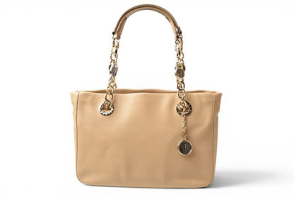 Bvlgari Tote Monete Leather Chain Beige