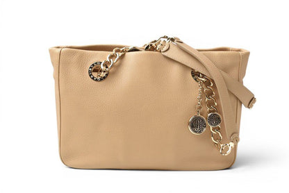 Bvlgari Tote Monete Leather Chain Beige — view 6