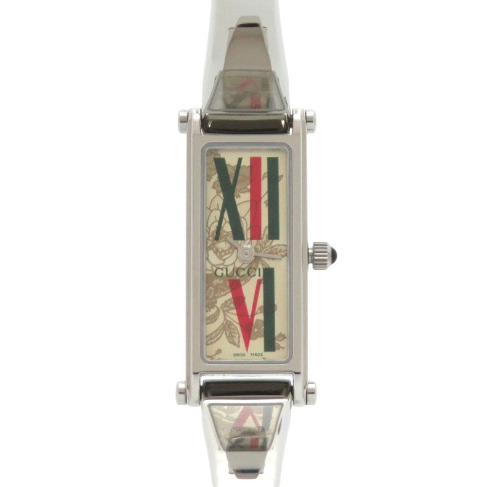 Gucci Floral Pattern SS Gold Silver Quartz Watch