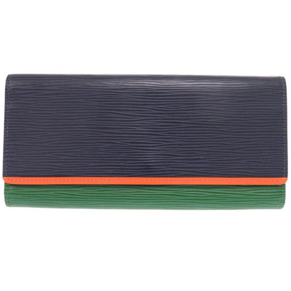 Louis Vuitton Portefeuille Flor Epi Navy Green Orange Wallet