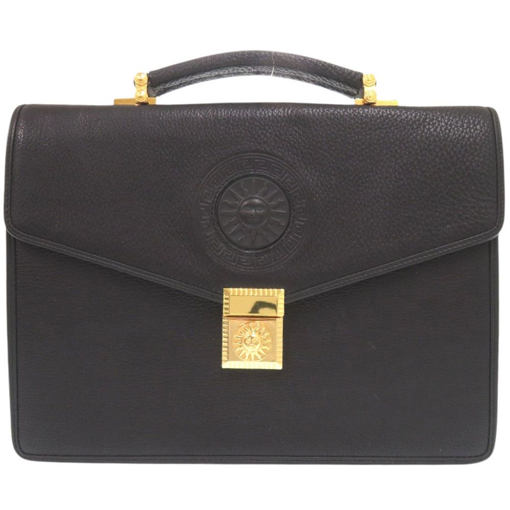 Versace Vintage Sunburst Leather Black Business