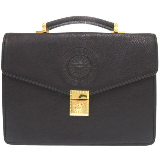 Versace Vintage Sunburst Leather Black Business