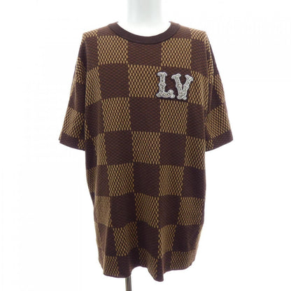 Louis Vuitton Short Sleeve Cotton Damier Crew Neck with Strass LV Patch Knit