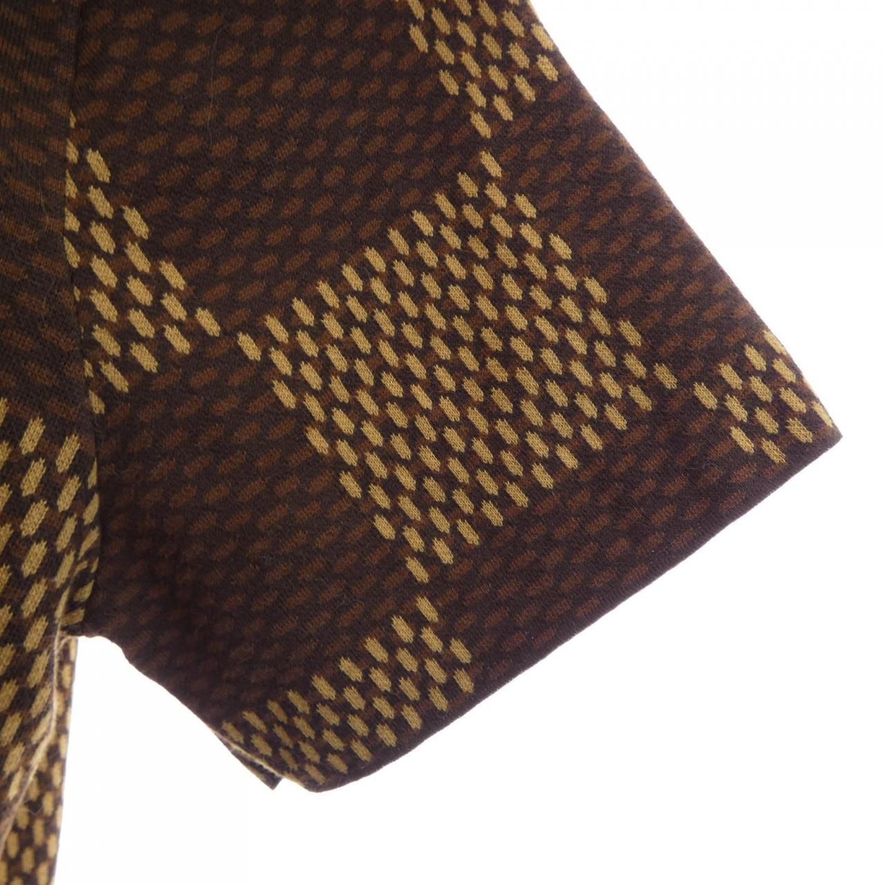 Louis Vuitton Short Sleeve Cotton Damier Crew Neck with Strass LV Patch Knit — view 6