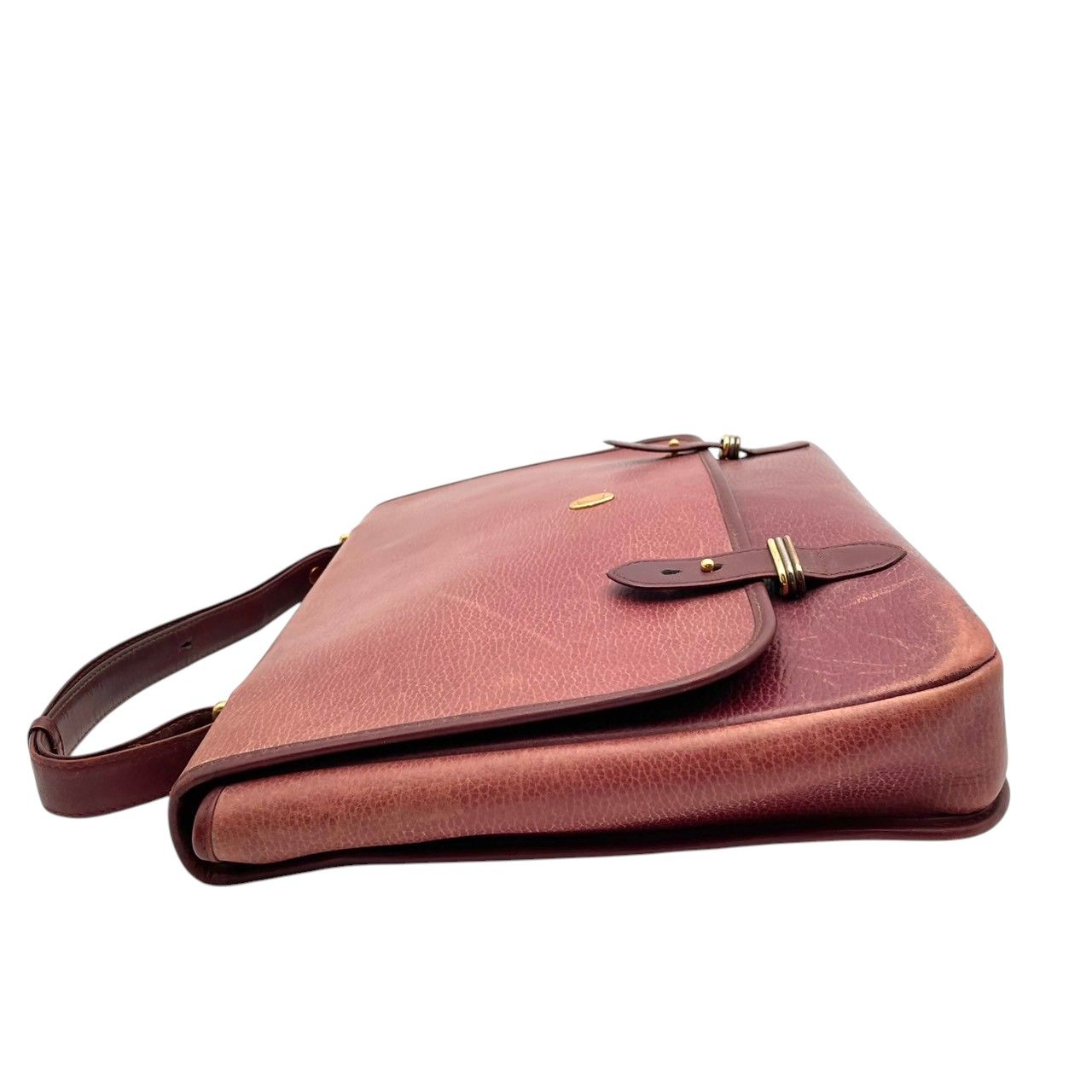 Cartier Must Line Leather Business Briefcase Handbag Handle Bordeaux Red Purple — view 5