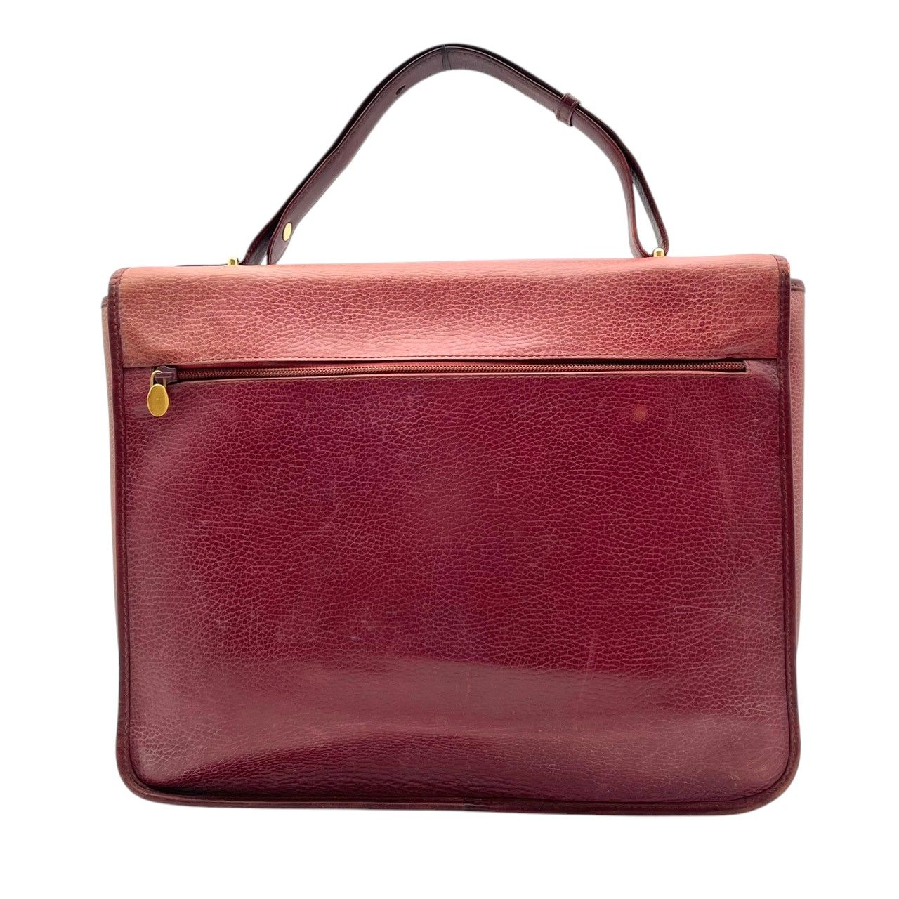 Cartier Must Line Leather Business Briefcase Handbag Handle Bordeaux Red Purple — view 3
