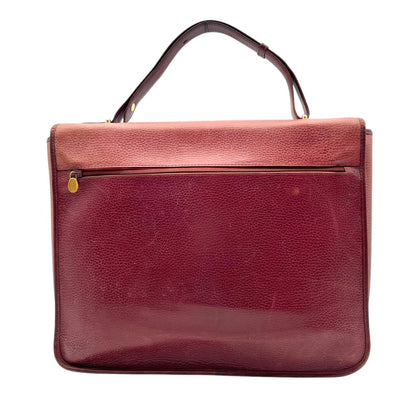 Cartier Must Line Leather Business Briefcase Handbag Handle Bordeaux Red Purple — view 3
