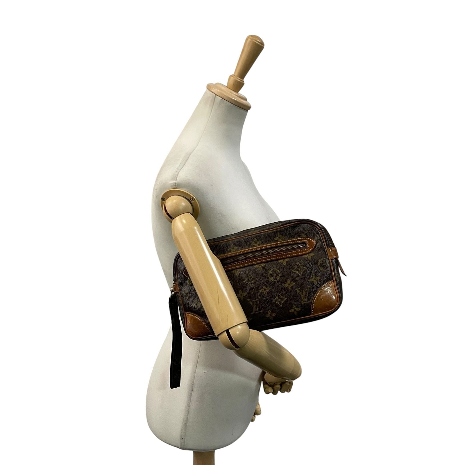 Louis Vuitton Monogram Marly Dragonne Clutch Secondbag Leather Brown Gold — view 4