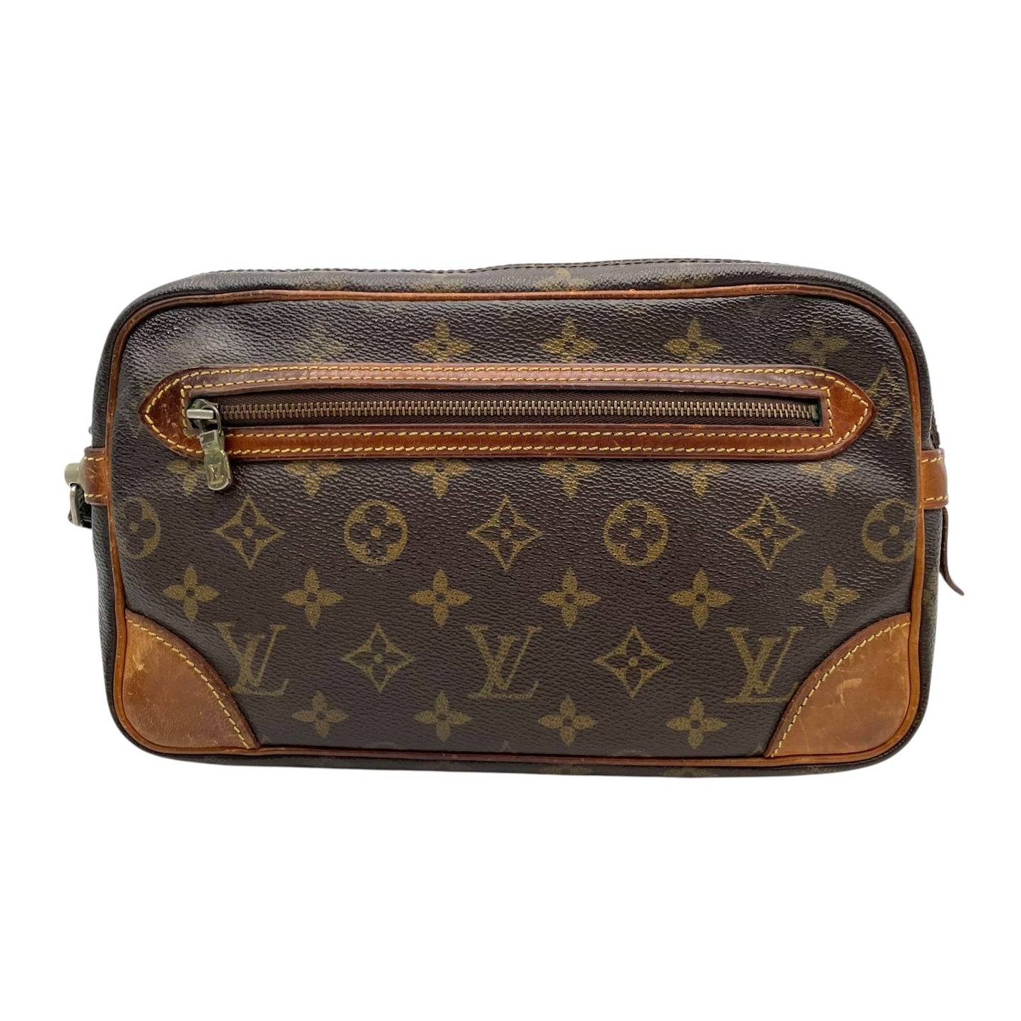 Louis Vuitton Monogram Marly Dragonne Clutch Secondbag Leather Brown Gold — view 2