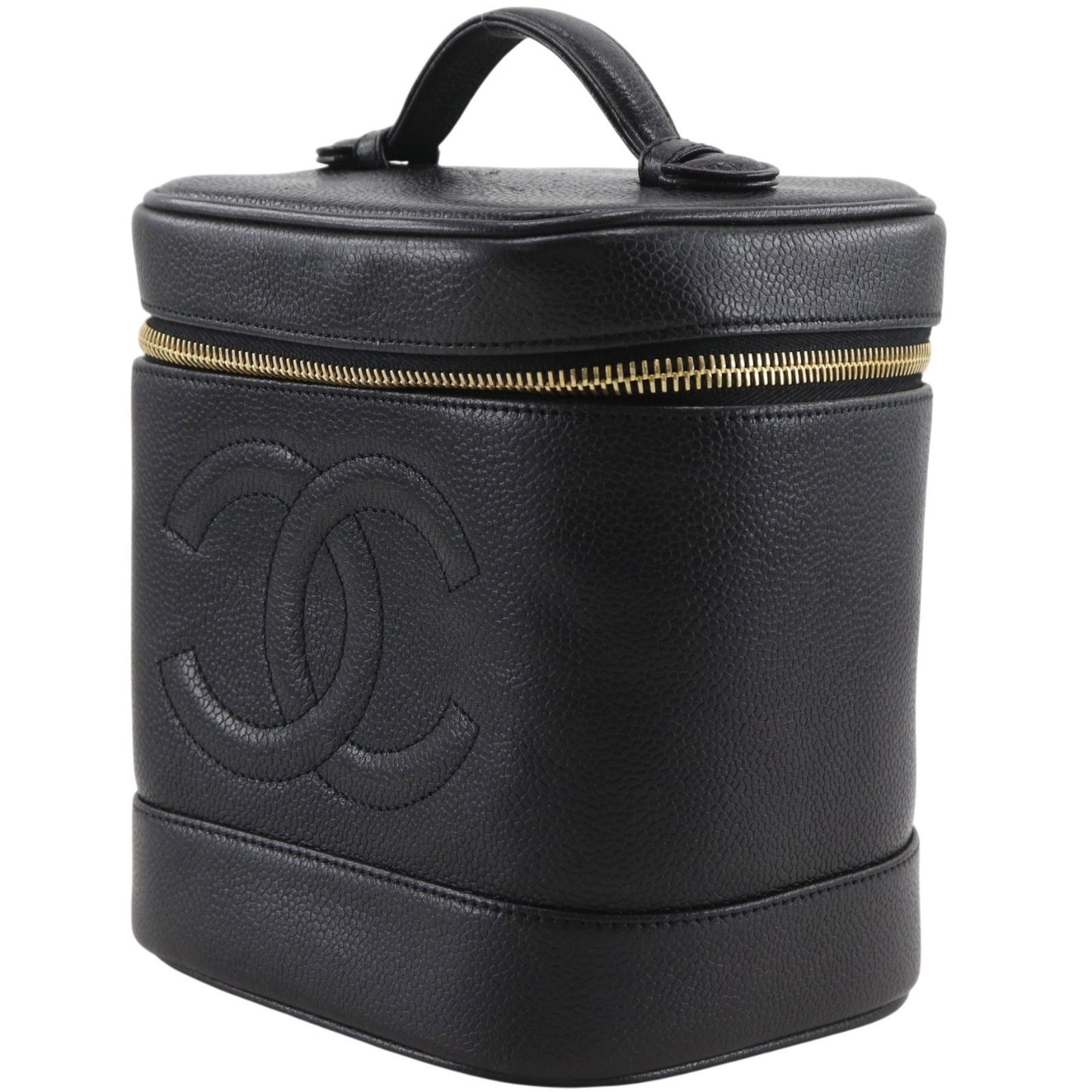 Chanel CC Logo Caviar Leather Black Vanity — view 2
