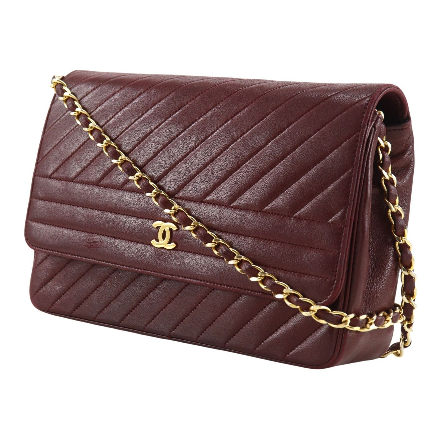 Chanel Blanc Chain Shoulder Vintage Calf Bordeaux — view 2