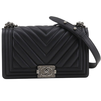 Chanel Boy 25 Chain Shoulder Calf Black