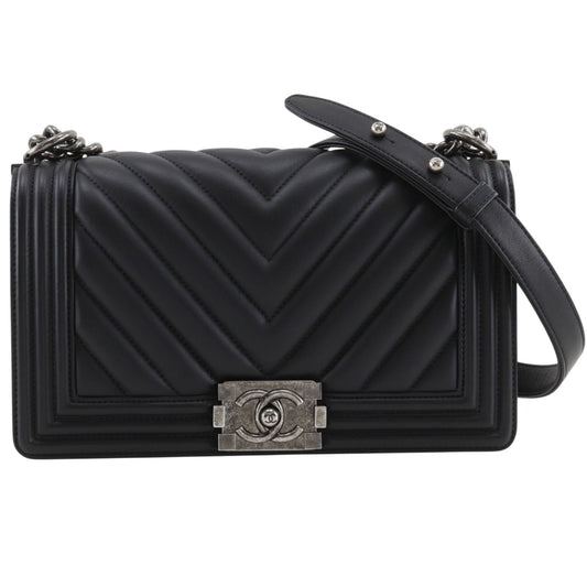 Chanel Boy 25 Chain Shoulder Calf Black