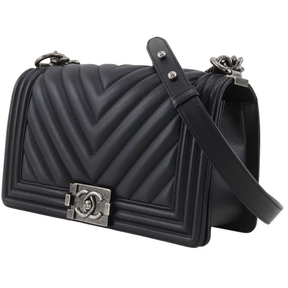 Chanel Boy 25 Chain Shoulder Calf Black — view 2