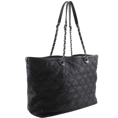Chanel Chain Tote Quilted CC Logo Caviar Leather Black — view 3
