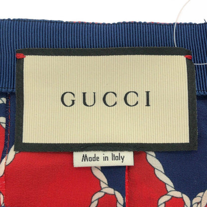 Gucci GG Silk Pleated Skirt Red Navy 42 — view 3