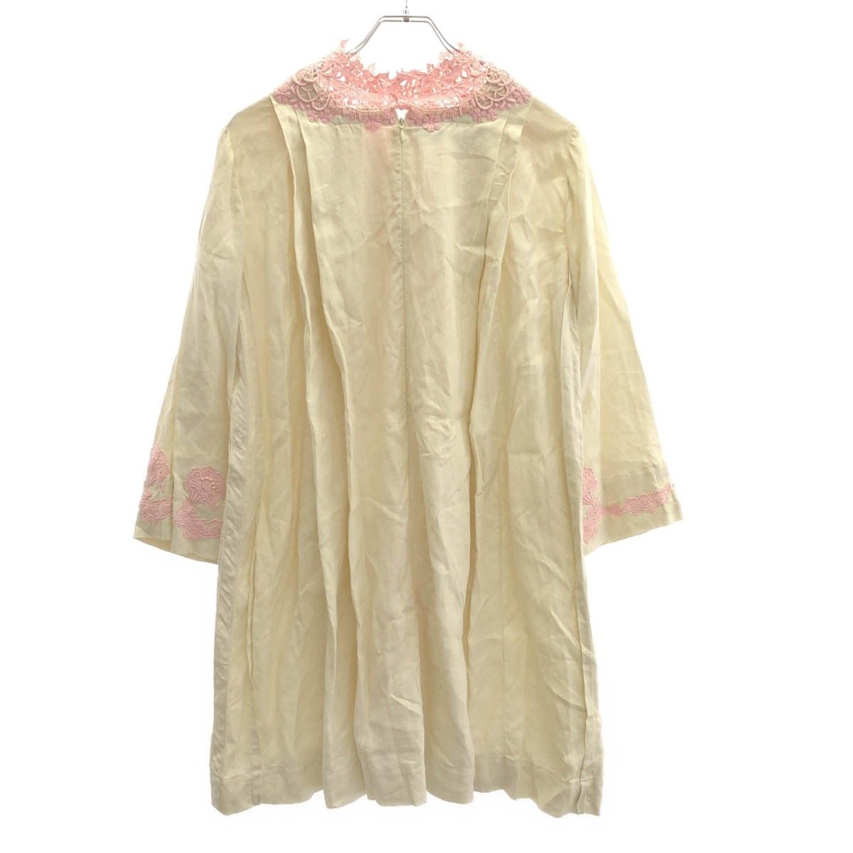 Gucci Lace Kaftan Midi Dress Ivory Pink 40 — view 2