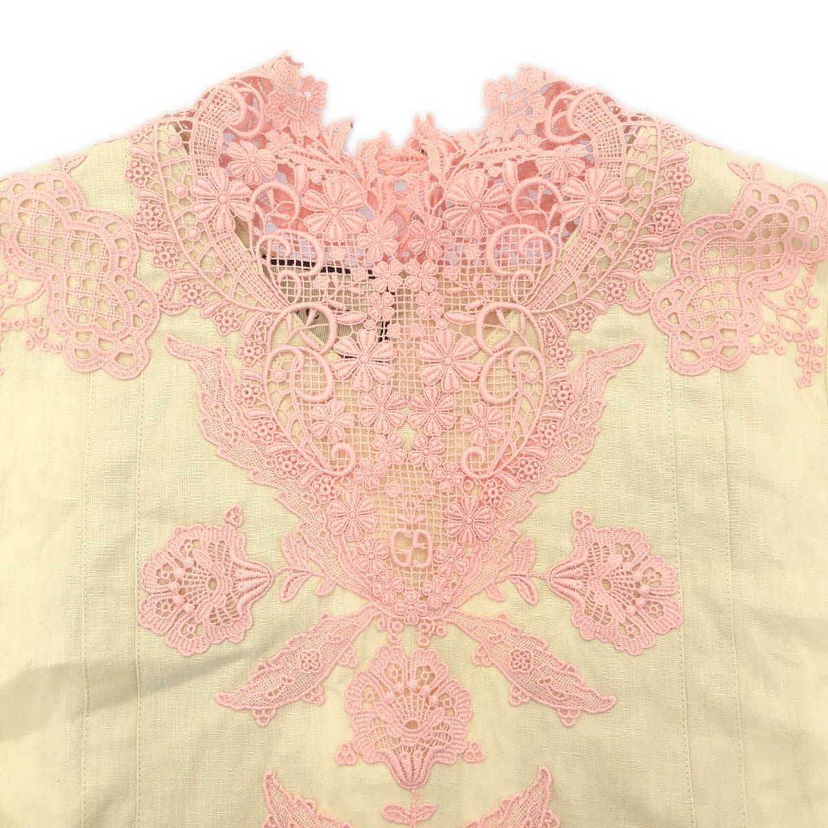 Gucci Lace Kaftan Midi Dress Ivory Pink 40 — view 4