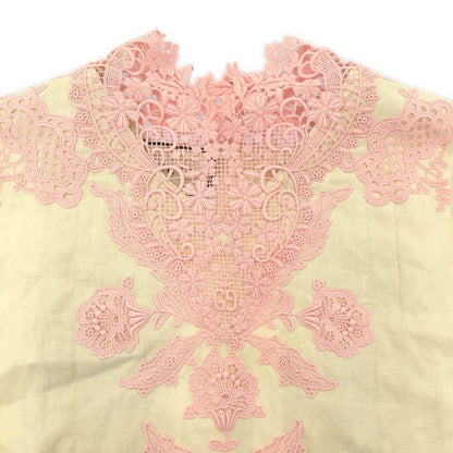 Gucci Lace Kaftan Midi Dress Ivory Pink 40 — view 4