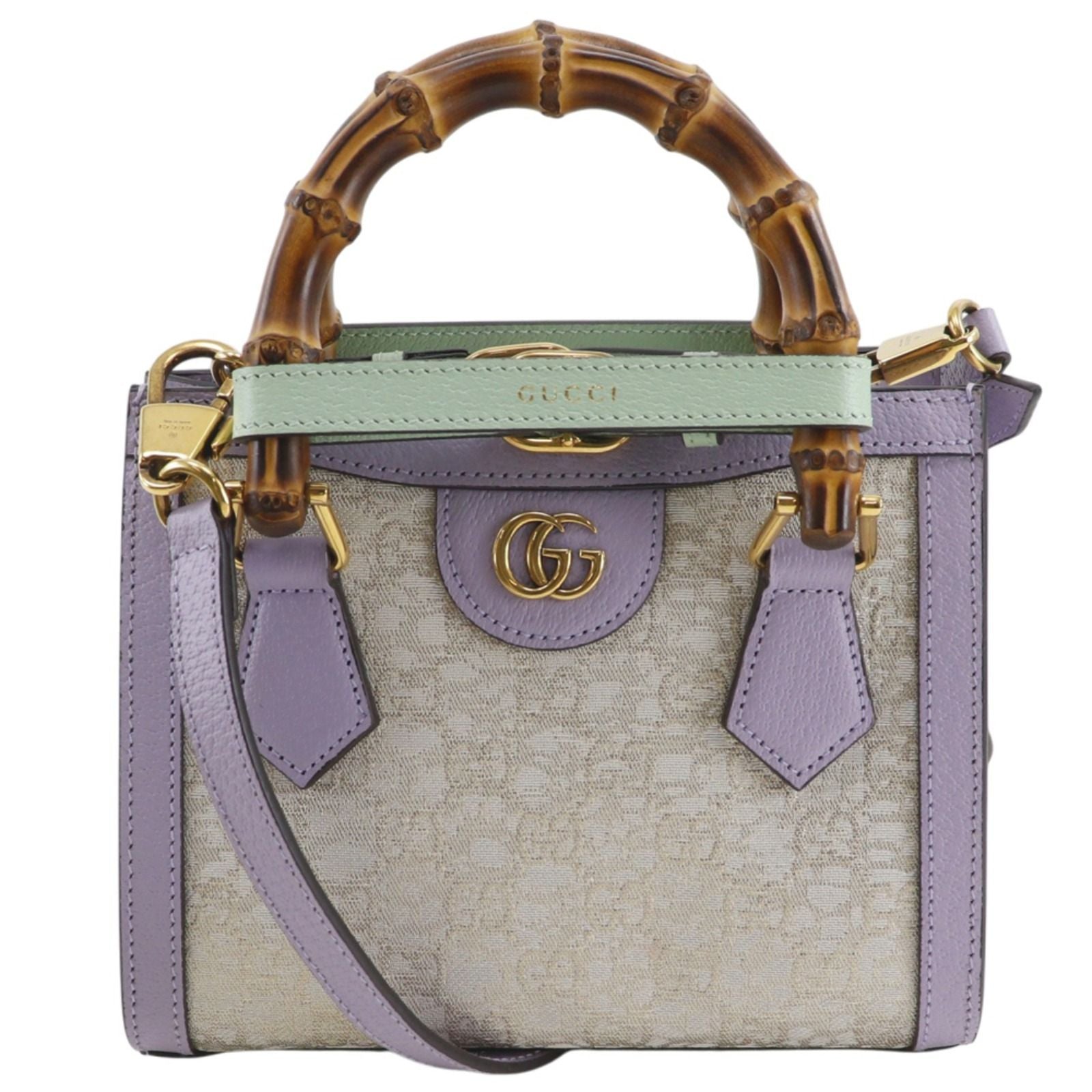 Gucci Diana Small Hosoo Collaboration 2-Way Nishijin Leather Textile Purple