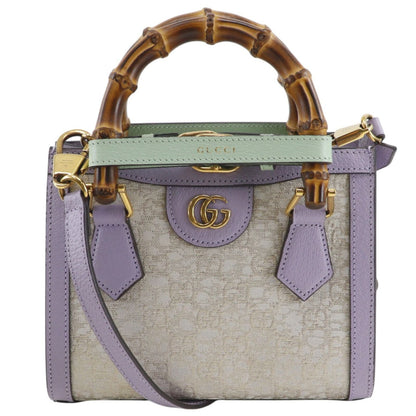 Gucci Diana Small Hosoo Collaboration 2-Way Nishijin Leather Textile Purple